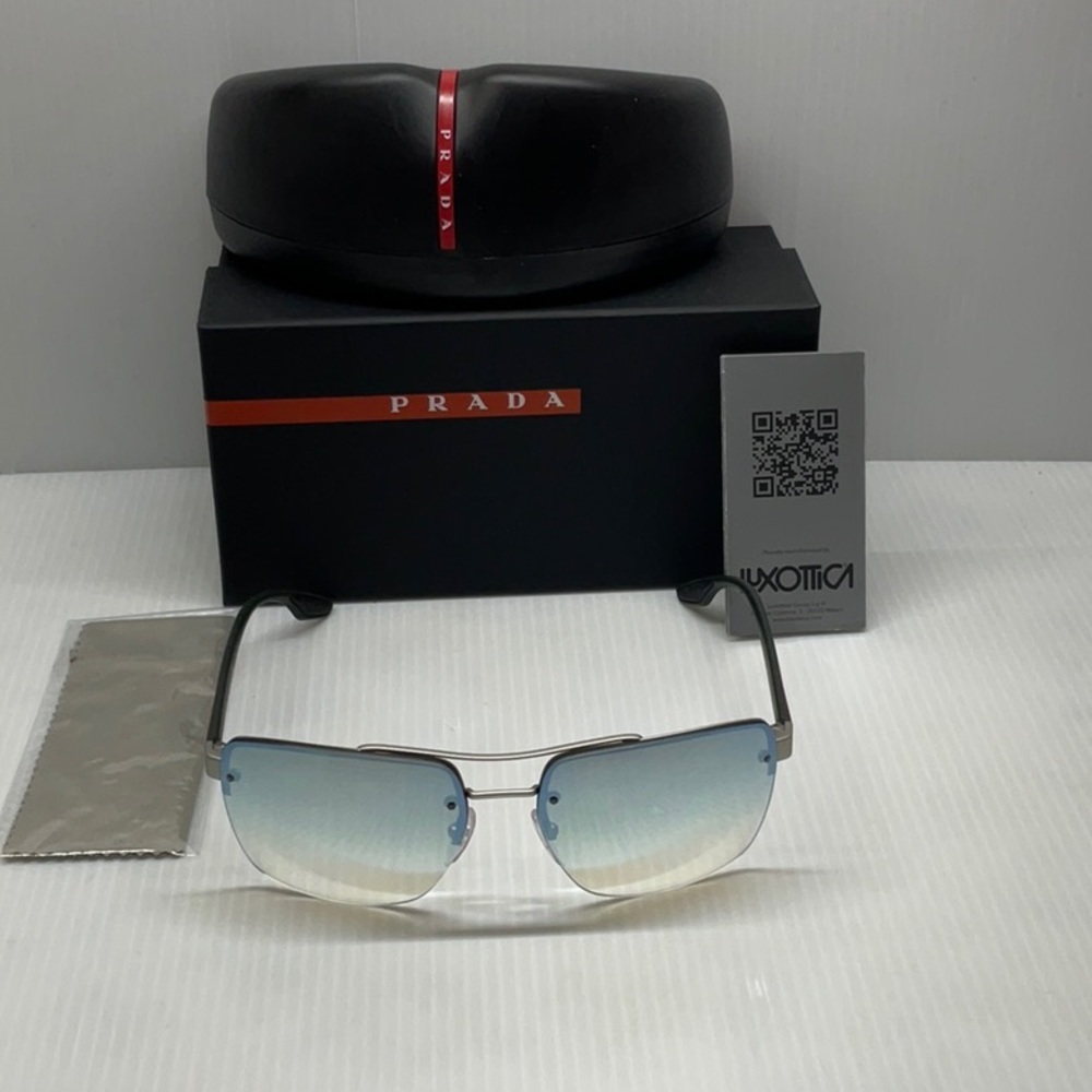 Prada men square sunglasses sps 60u green lenses made in Italy